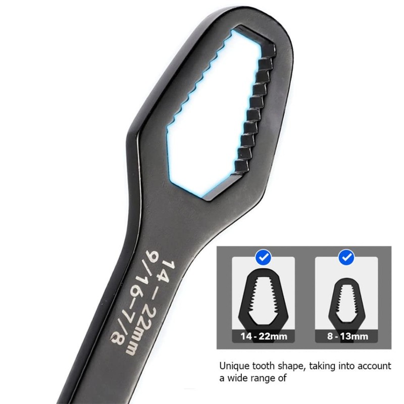 8-22mm Double-Head Universal Spanner, Multi-Purpose Ring Wrench, Self-Tightening Home and