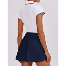 PINSPARK Tennis Skirts for Women 16" High Waist Golf Skorts with Hidden Pockets UPF 50+ Summer Casual Athletic Running Skirt 2025,Navy Blue XX-Large