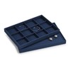 Oirlv Blue Microfibre Jewellery Trays 12 Grids Earrings Bracelets Display