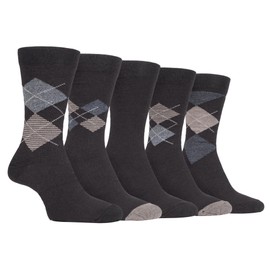 Farah - 5 Pack Mens Thin Breathable Classic Patterned Soft Top Office Cotton Dress Socks (6-11 uk, CS190BRNGRY (Argyle))