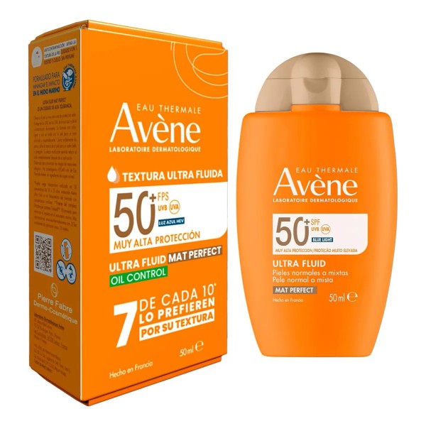 AVENE Ultra Fluid Mat Perfect, protector solar facial FPS 50