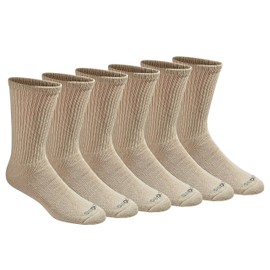 Dickies Men's Dri-Tech Essential Moisture Control Crew Socks Multipack, Essential Worker Khaki (6 Pairs), Large