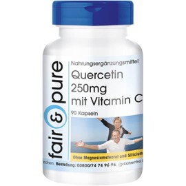 Fair & Pure® - Quercetin 250mg with Vitamin C - Vegan - No Magnesium Stearate - 90 Quercetin Capsules