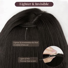 XFSRG Clip-In Extensions, Natural Soft Synthetic Hair Extensions, Straight, Full Head, Like Real Hair, Hair Extension for Women (Natural Black)