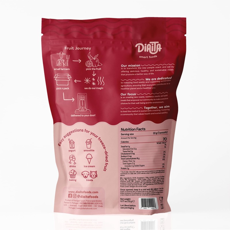 Freeze Dried Strawberries 7 Pack Snack Pouches Freeze Dried Strawberry