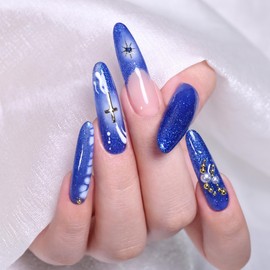 Imtiti Glitter Gel Nail Polish, Navy Blue Iridescent Glitter Gel Polish Diamond Shimmer Sparkle Soak Off UV LED Nail Gel Polish Autumn Winter Gel Polish Manicure Gel Nail Kit 10ML