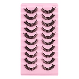 False Eyelashes 10 Pairs Russian Stripes False Eyelashes 3D Simulation Russian False Eyelashes Cat Eye Lashes D Curling Eyelashes Multi-Level Curling Eyelashes Fluffy Fake Lashes