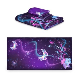 ALAZA - Juego de 3 toallas de mano de mariposa sobre morada, toalla de baño, toalla de baño, suave y fina, toalla de cocina, cocina, cocina, cocina, cocina, cocina, cocina, baño, regalos de
