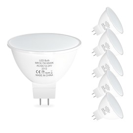 ORALUCE MR16 LED Bulbs 7W, AC/DC 12-24V Low Voltage GU5.3 LED Spotlight Bulb, 6500K Cool White, Non-dimmable, 690Lm, 120° Flood Beam Angle, for Landscape, Recessed, Track Lighting, Pack of 6
