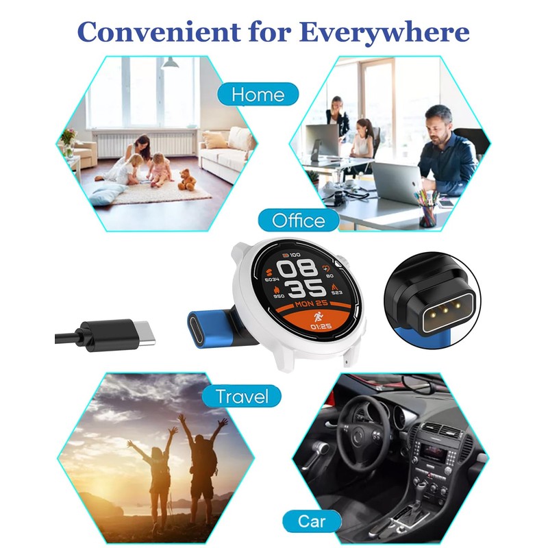 Portable Charger for Coros Pace 3/Pace 2/Apex 2/Vertix Smartwatch, USB
