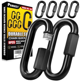PAMAZY 6PCS 3” Heavy Duty Chain Quick Links, 1600 LBS Weight Capacity, Durable, Anti-Rust, High Strength Chain Connector, Carabiner for Big Chain Connecting, Hammock Hanging, Hiking, Camping