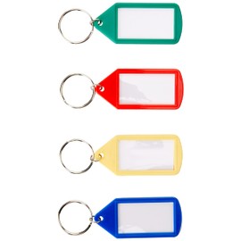 Stephens Keychain, 10 Key Rings with Tags, Assorted Colors, Lightweight Plastic, Writable Paper Inserts, for Keys, Luggage, Memory Sticks, USB Drives