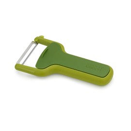 Joseph Joseph SafeStore Stainless Steel Straight Peeler with Blade Guard, potato eye remover- Green