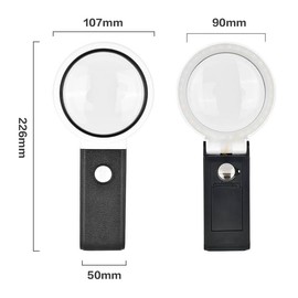 Bysameyee Lupas con luz y soporte, lupa iluminada de mano de 10 x 25 x, lupa grande de pie con 32 luces LED para cerrar la colección de sellos de monedas
