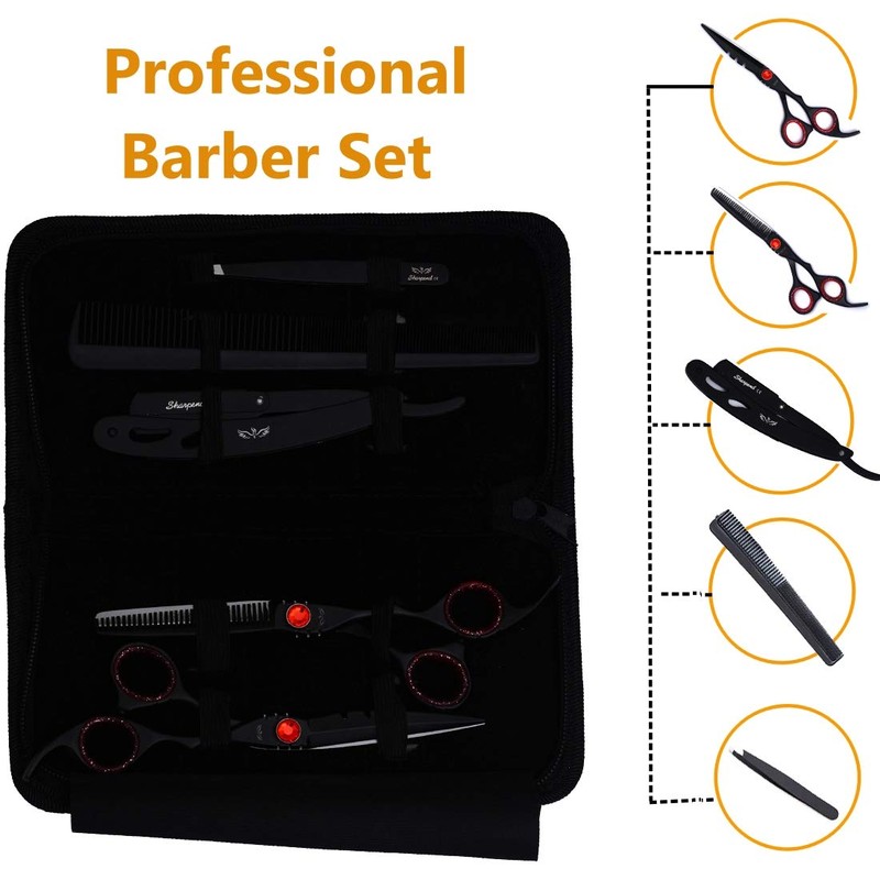 Professional 7” Black Diamond Barber Hairdressing Sharp Edge Scissors Stainless