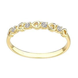 Old English Jewellers 9ct Yellow Gold Stone Set Heart Band Eternit Ring size J K L M N O P Q R S (L)