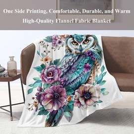 Naniopick Blue Owl Throw Blanket Gifts for Adults Kids, 340GSM Owl Themed Gifts for Women Men, 50"x60"Christmas Birthday Gifts for Girls Boys, Owl Throw Decor for Bedroom Living Room Bed Couch