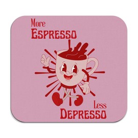 Veqzc More Espresso Less Depresso Coffee Mat - Hot Pink Espresso Coffee Bar Mat, Espresso Coffee Bar Accessories, Coffee Station Mat, Coffee Maker Mat for Countertops, 16x17.5 Inch