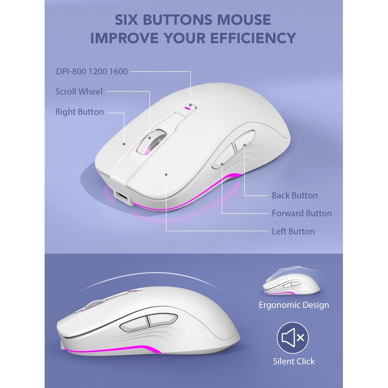 Wireless Keyboard and Mouse Backlit - Typewriter Keyboard with Retro