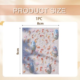 GlamRays Goldfish Nail Art Stickers Sparkling Koi Fish Nail Stickers 5D Relief Koi Lotus Leaf Chinese Style Manicure Decals Accessories Shell Light Goldfish