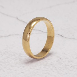 RogJewelry 4.5mm Plain Dome Ring 925 Sterling Silver 18k Gold Filled Wedding Bands for Men Women Stackable Rings for Women Gold Size 13