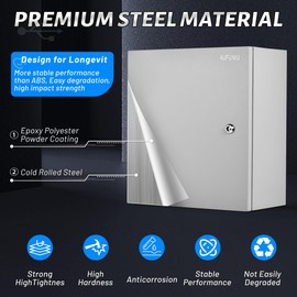 AUFUNIU Steel Electrical Junction Box, 24 x 24 x 12'' Waterproof & Dustproof Electrical Enclosure, Outdoor & Indoor Universal Project Box with Lock & Mounting Plate