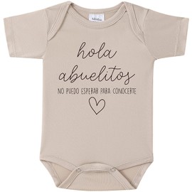 BIBIBLISSBABY Hola Abuelitos Spanish Pregnancy Announcement Infant Bodysuit,Pregnancy Announcement for Grandparents Gift,0-3months Baby Onesie Gender Reveal Parties or Baby Showers(Oat)