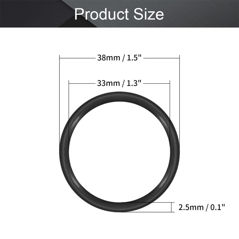 Othmro 10pcs Nitrile Rubber O-Rings, 38mm OD 33mm ID 2.5mm