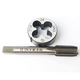 HUAZHICHUN 1PC 7/16-24 UNS Tap + 1PC 7/16-24 UNS Die, HSS Tap and Die Set Right Hand Tap