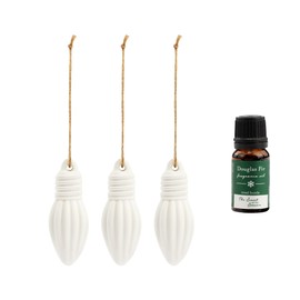 DEMDACO Christmas Bulb White Earthenware Fragrance Oil Diffuser Hanging Ornament 4 Piece Set
