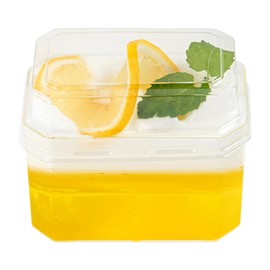 Restaurantware-Mini Serve 3.4 Ounce Rectangle Dessert Cups, 25 Disposable Pudding Cups With Lids - Durable, Stackable, Clear Plastic Parfait Containers With Lids, For Dessert Take Out And Delivery
