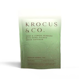 Sage & Lemon Verbena with Hand-Picked Greek Saffron | Luxury Herbal Tea | Natural Nootropic Saffron for Calm, Clarity & Inner Balance | Caffeine Free | 28 Tea Bags | Krocus & Co.
