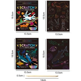 Georgie Porgy Scratch Picture Set DIY Craft Sets for Children Magic Rainbow Scratch Paper Scratch Paper Scratch Book Easter Christmas Birthday Gift for Boys Girls (Animal Paradise Underwater World)