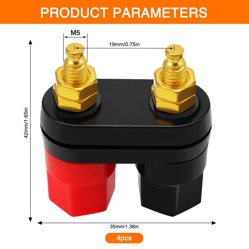 KUOQIY 4 Pieces Dual Binding Post Terminal, 2-Way Audio Speaker