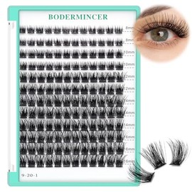 Bodermincer 120 Racimos/Caja De Racimos Anchos Con Efecto 3D, Pestañas Adheridas Con Pegamento, Extensiones De Pestañas Individuales, Racimos De Pestañas, Pestañas Postizas Negro Mezcla De 8-10-12-14