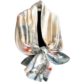 FAIRYGATE Seidenschal Damen Elegant Tücher Dünn Weiche Stola 180 x 90 cm Seidentuch Seide Schals Leicht Tuch Bandana Mehrfarbig Schal Kopftuch Haarschal 42026