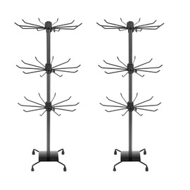 bahforam 3 Tier Rotating Keychain Earring Display Stand - Black, 28.35 x 11.81 Inch - Ideal for Vendor Events, Ornament & Bracelet Display