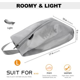 Prezon Travel Shoe Bags, Water Resistant TPU Mesh, Sturdy YKK Zipper, Shoes Storage Bag, Shoes Packing Organizer, Unisex Shoe Pouch for Travel or Home Storage