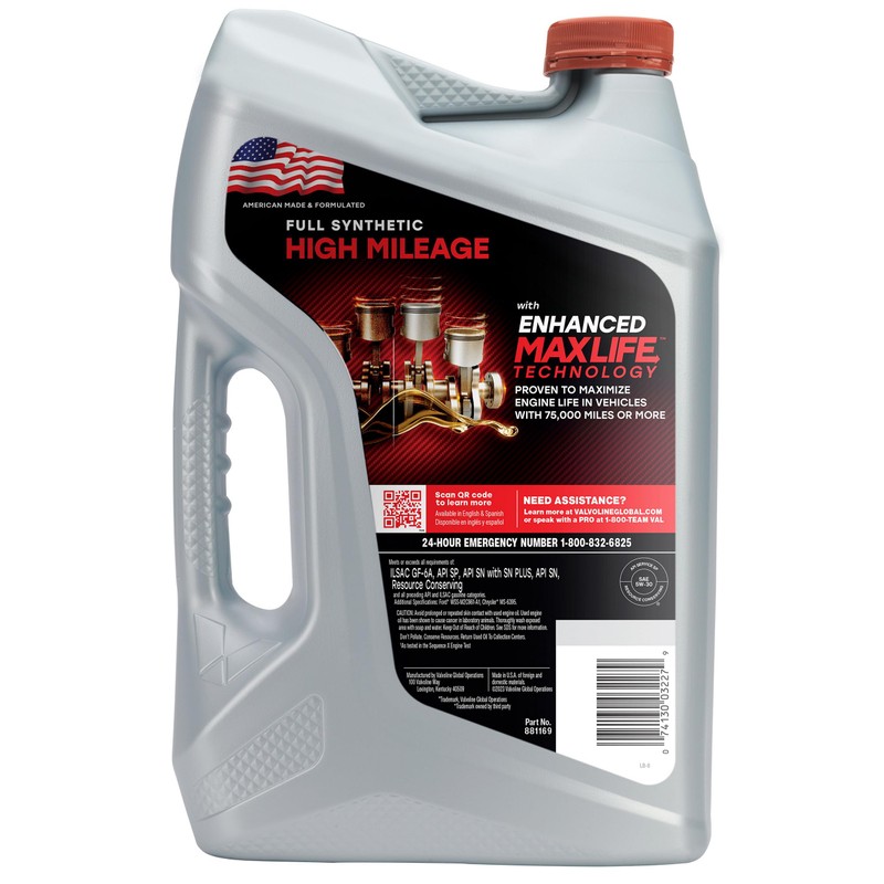 Valvoline Full Synthetic High Mileage with MaxLife Technology 5W-30 Motor