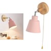 Macaron Bedside Wall Lamp Space Saving Pink Lampshade Wall Sconces