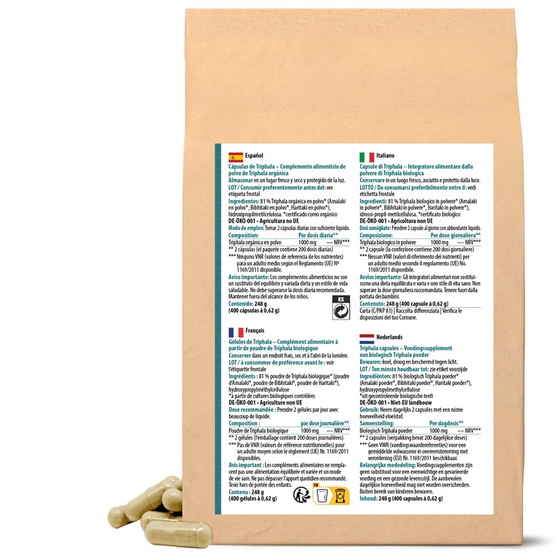 Triphala Capsules Organic Pack of 400 | Refill Pack |