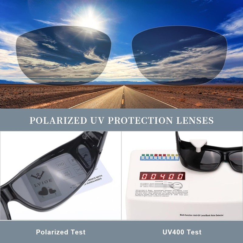 LVIOE Fit Over Glasses Sunglasses Wrap Around Polarized Sunglasses with