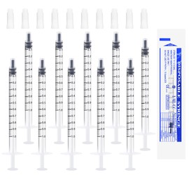 Shirune Pack of 50 1 ml plastic syringes with caps (without needles), 1 ml syringe for refilling and measuring liquids, pet feeding (50 pieces)