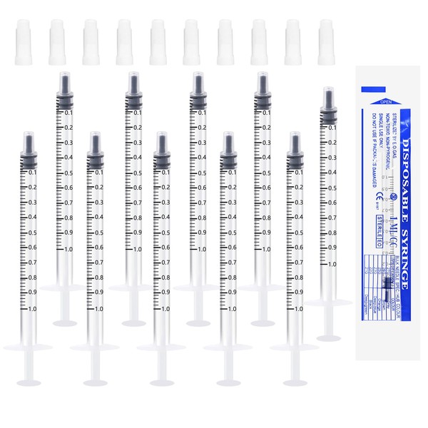 Shirune Pack of 50 1 ml plastic syringes with caps