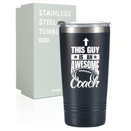 Football Coach Gifts, This Guy Is An Awesome Football Coach, Onebttl 20 oz Stainless Steel Travel Tumbler with Lid & Straw, Black