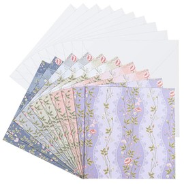 Ideen mit Herz Pack of 10 Flower Vine Design Greeting Cards 16cm x 16cm 230gsm 5 Different Colours with Envelopes