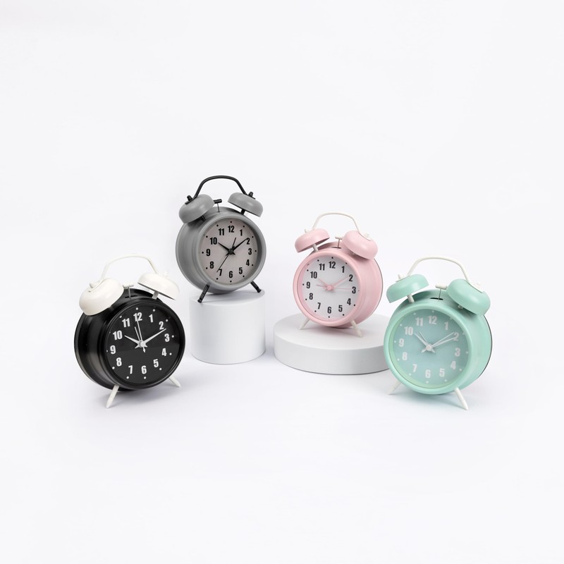 GIFTMARKET - Quiet analogue alarm clock. Double bell alarm clock,
