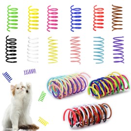 Andiker 12 Pcs Cat Spring Toys, Colorful Soft Sturdy Plastic Cat Spiral Toys with Great Elasticity Funny Interactive Cat Toys for Indoor Cats Kittens to Swat Bite Hunt (12 Pcs)