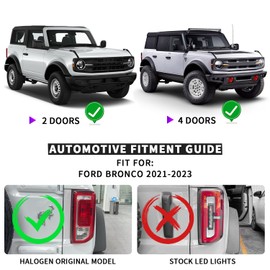 OE Halogan Style Tail Light for Ford Bronco 2021-2024,Taillamp w/o bulb for Bronco Accessories, RH Right Passenger Side Tail Lamps