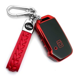 Creativity Suitable for Kia key cover. Beautiful TPU Key Case Compatible with Seltos Soul Telluride Sorento NIRO K5 Cerato Sportage Forte Ceed 4/5 Buttons Smart Remote Key (Red Combination)